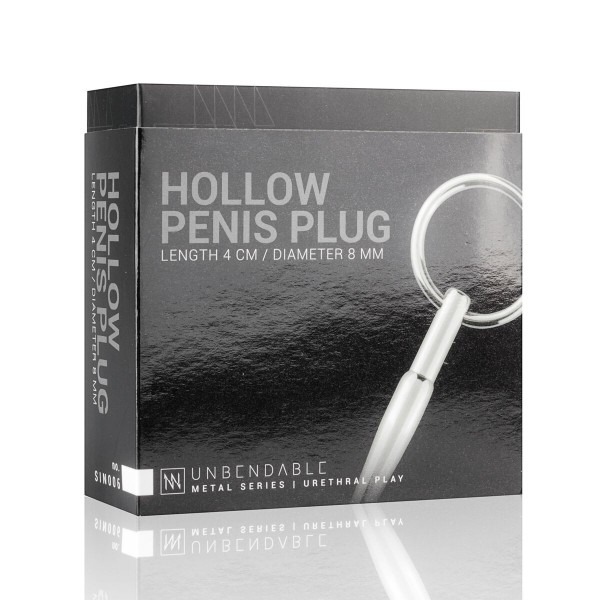 Порожнистий уретральний стимулятор Sinner Gear Unbendable - Hollow Penis Plug, довжина 4см, діаметр 8мм