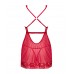 Прозора сорочка бебі-дол Obsessive Lacelove babydoll & thong червона M/L