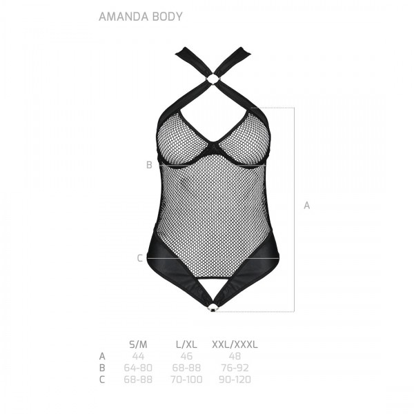 Сетчатый боди с халтером Passion Amanda Body black XXL/XXXL