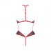 Сітчасте боді з мереживом на грудях Passion SATARA BODY red L/XL