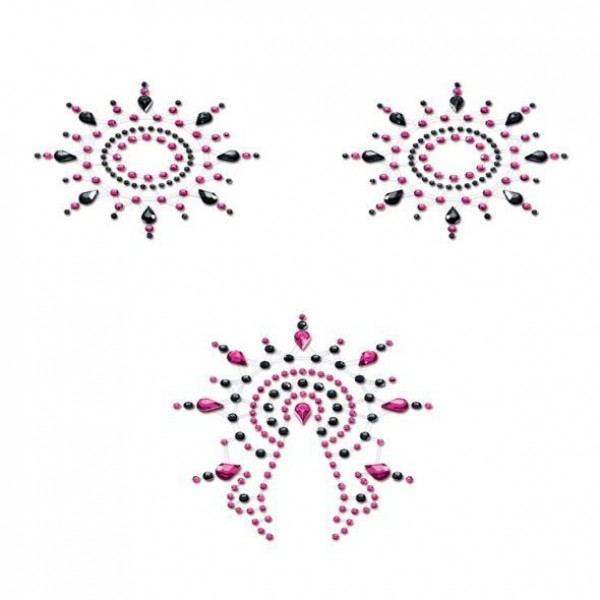 Пестіс із кристалів Petits Joujoux Gloria set of 3 Чорні/рожеві