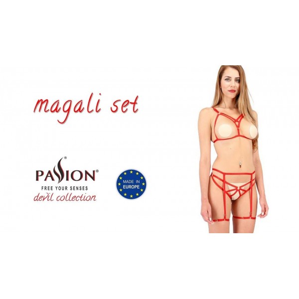 Комплект белья Passion MAGALI SET OpenBra Красный S/M