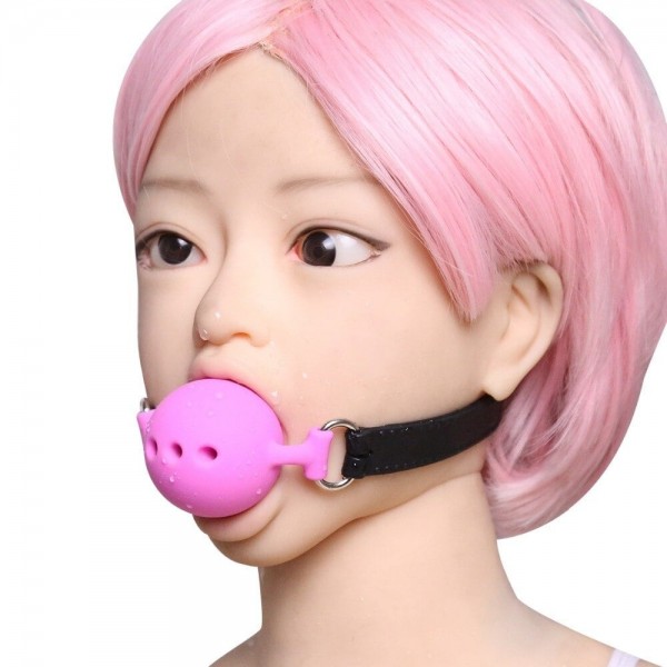 Кляп DS Fetish Mouth silicone gag L black/pink