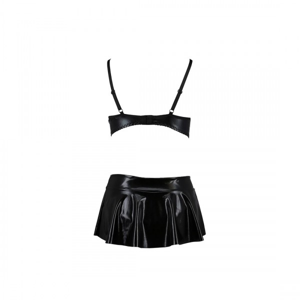 Комплект белья под латекс DEBY SET black S/M - Passion: лиф, мини-юбочка, стринги