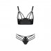 Комплект з екошкіри з люверсами та ремінцями Passion Malwia Bikini black S/M