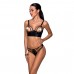 Комплект з екошкіри з люверсами та ремінцями Passion Malwia Bikini black S/M