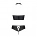 Комплект з еко-шкіри Passion Nancy Bikini 4XL/5XL black, бра та трусики з імітацією шнурівки