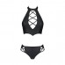 Комплект из эко-кожи Passion Nancy Bikini 6XL/7XL black, бра и трусики с имитацией шнуровки