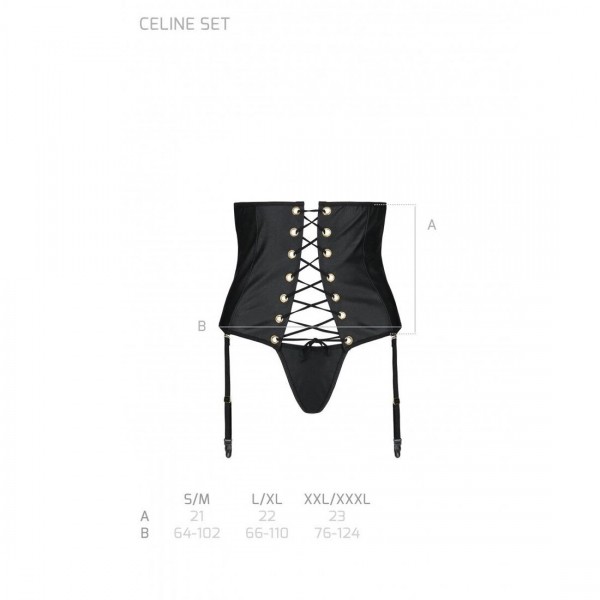 Пояс-корсет з екошкіри Passion Celine Set black L/XL
