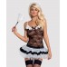 Еротичний костюм покоївки зі спідницею Obsessive Housemaid 5 pcs costume чорно-білий L/XL