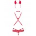 Еротичний костюм чортика зі стреп Obsessive Evilia teddy червоний L/XL