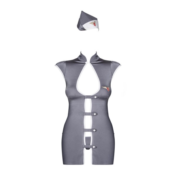 Еротичний костюм стюардеси Obsessive Stewardess 3 pcs costume сірий L/XL