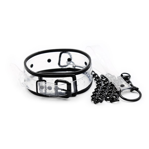 Нашийник с поводком DS Fetish Collar with leash transparent